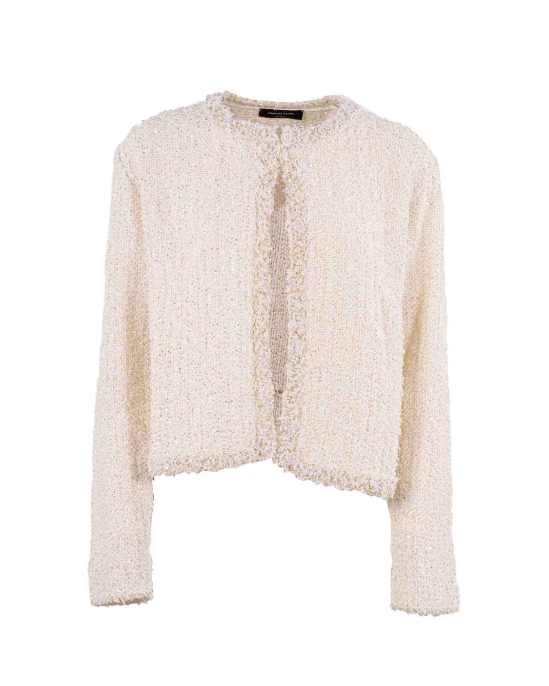 shop FABIANA FILIPPI  Giacca: Fabiana Filippi giacchina effetto tweed.
Senza collo.
Effetto tweed a trama aperta.
Slim fit.
Composizione: 59% cotone – 31% poliammide – 9% poliestere – 1% fibra metallica.
Made in Italy.. MAD265F139L167-VR1 number 9025341